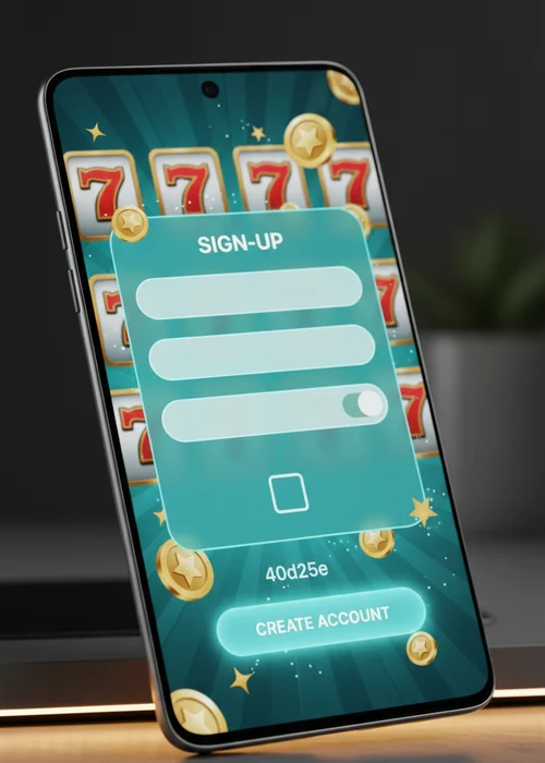 White Lion Casino Registrierungsformular auf einem Smartphone mit Eingabefeldern und dem Markenlogo, bereit zur Dateneingabe
